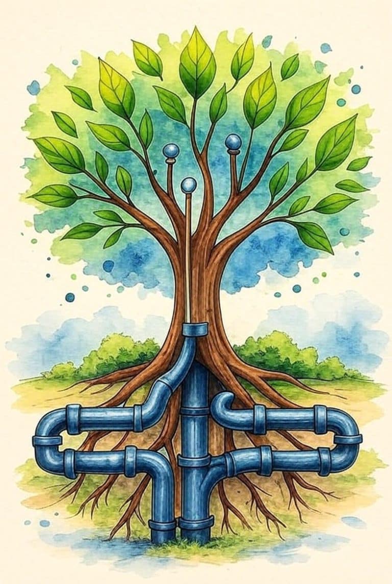 a tree with plumbing